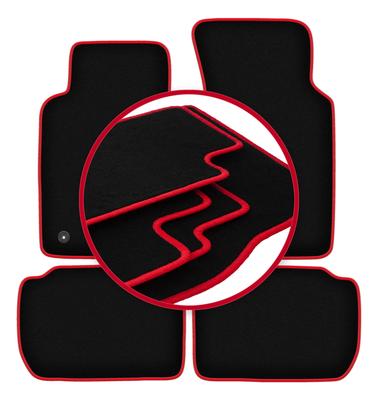 Velour Floor Mats with Red Edge For: Ford Sierra Station Wagon, Sedan, Liftback (1982-1993)