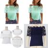 Elegant Women's Off-shoulder Short Sleeve Lace Hollow Casual T-shirt Blouse For Summer Outings