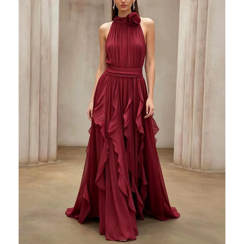 Sleeveless Plus Size Vintage Ruffle New In Dresses for Women Casual Maxi Long Summer Dress