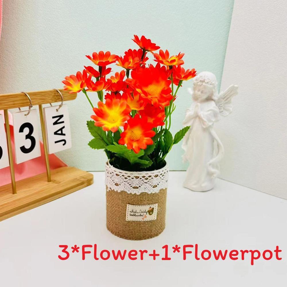 Wild Chrysanthemum Flower Pot Simulated Green Plant Potted Plant For Home Office