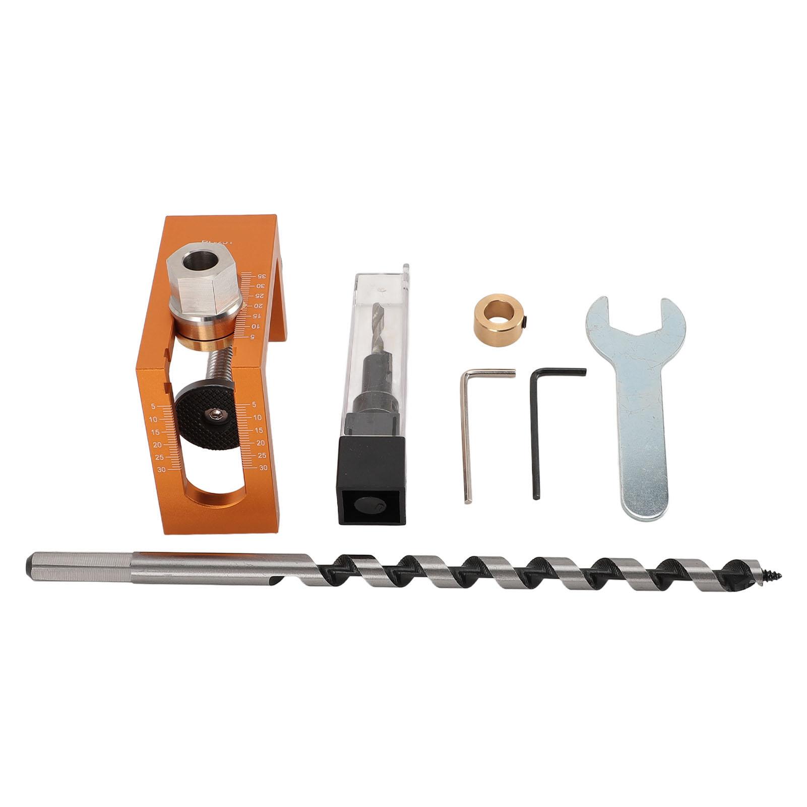 

Dowel Jig Drill Bit Kit 10mm Doweling Hole Locator Extended Auger and Countersink Drill Bit Set for 15‑50mm Thick Board
