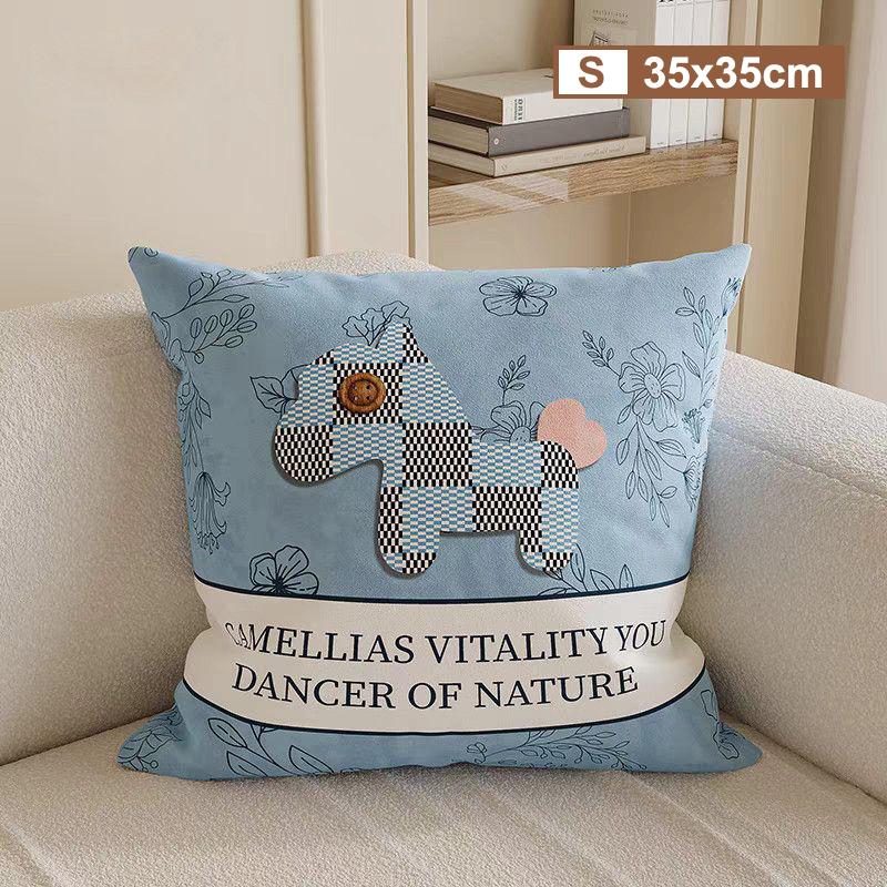 Cute Pony Sofa Pillow Living Room Pillowcase Removable Window Cushion Bed Headrest Pillow Washable Year Of The Horse Bay