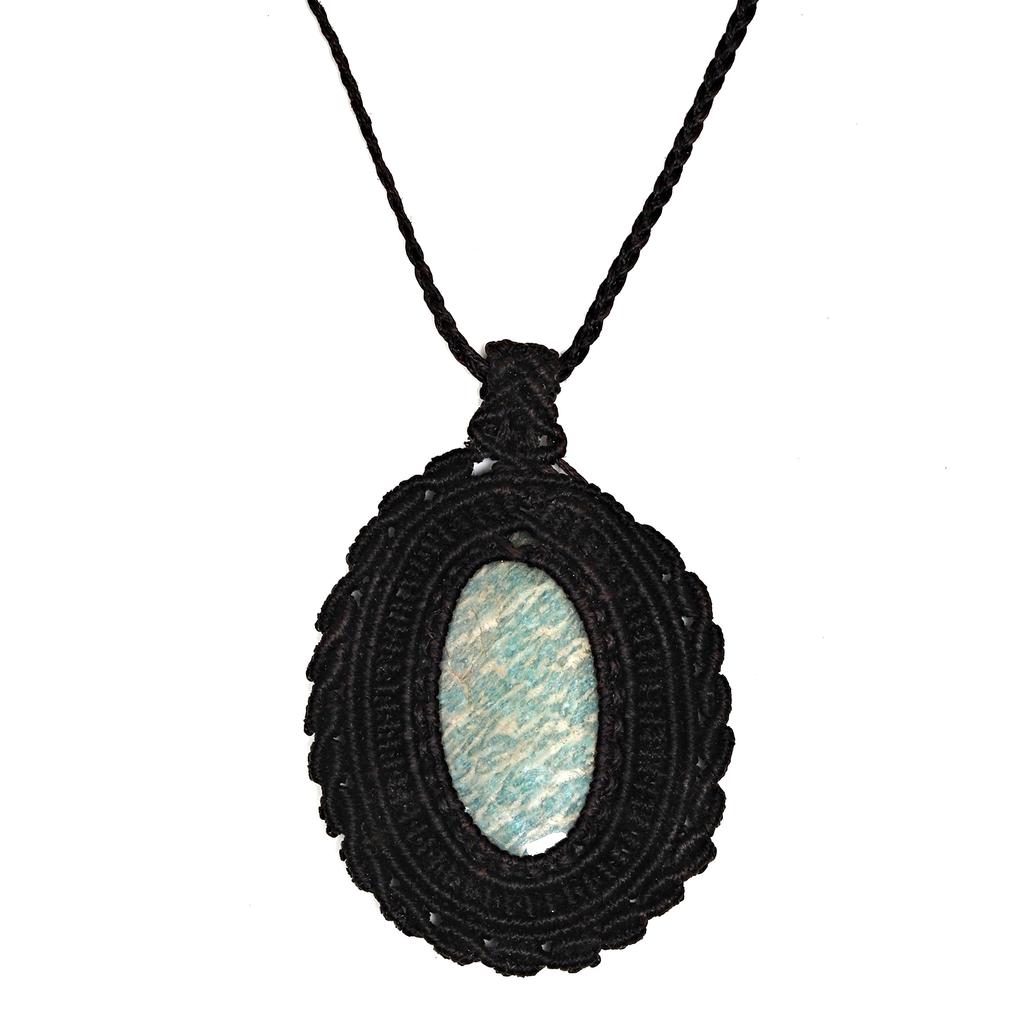 Amazonite Necklace jewelry necklace choker collier woman Macrame collar Jewelry