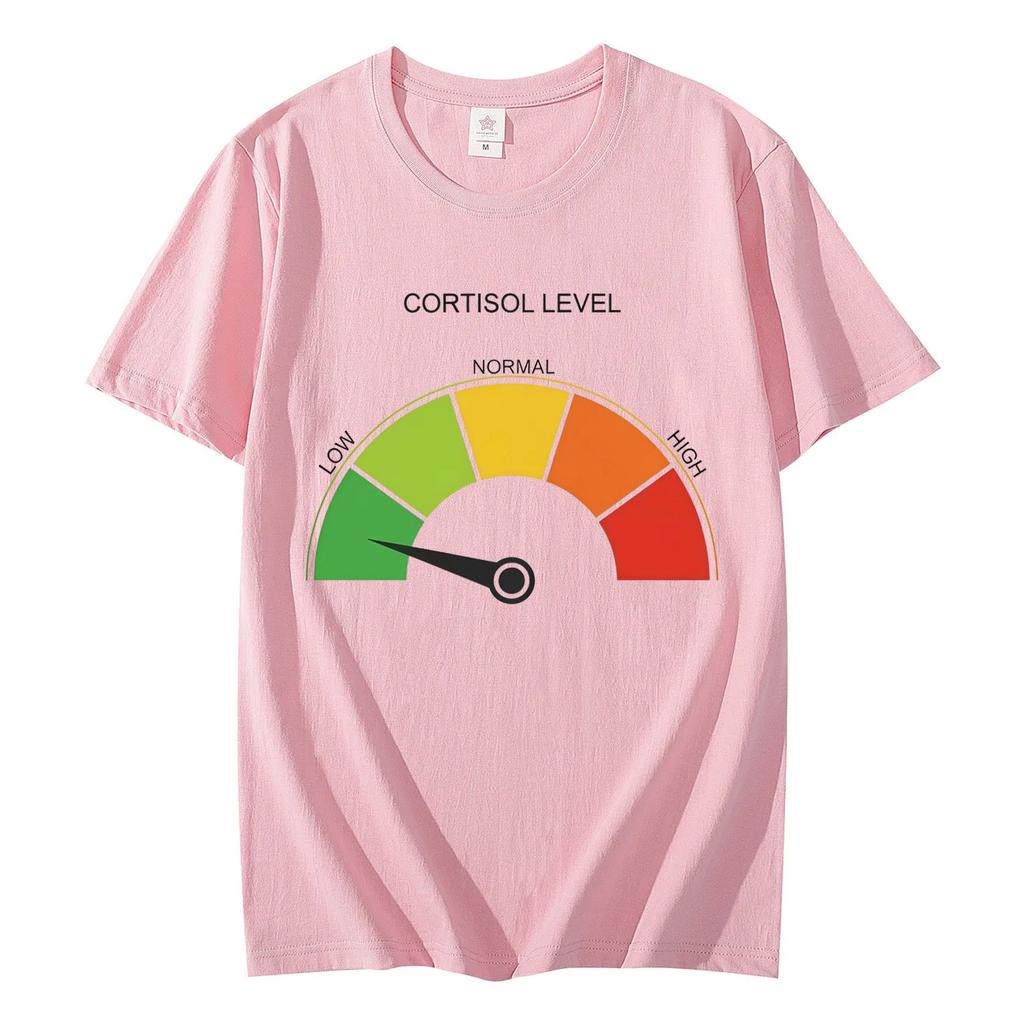 Low Cortisol Level Funny Stress Meme Tshirt High Quality Fashion Short Sleeve T Shirts Men Women Casual Loose Cotton Tshirts