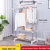 Floor-Standing Double-Rod Mobile Drying Rack, Retractable Stainless Steel Clothes Pole for Home and Balcony