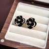 Elegant Gold-Plated Black Zircon Stud Earrings - Niche Design for a Luxurious Fashion Statement