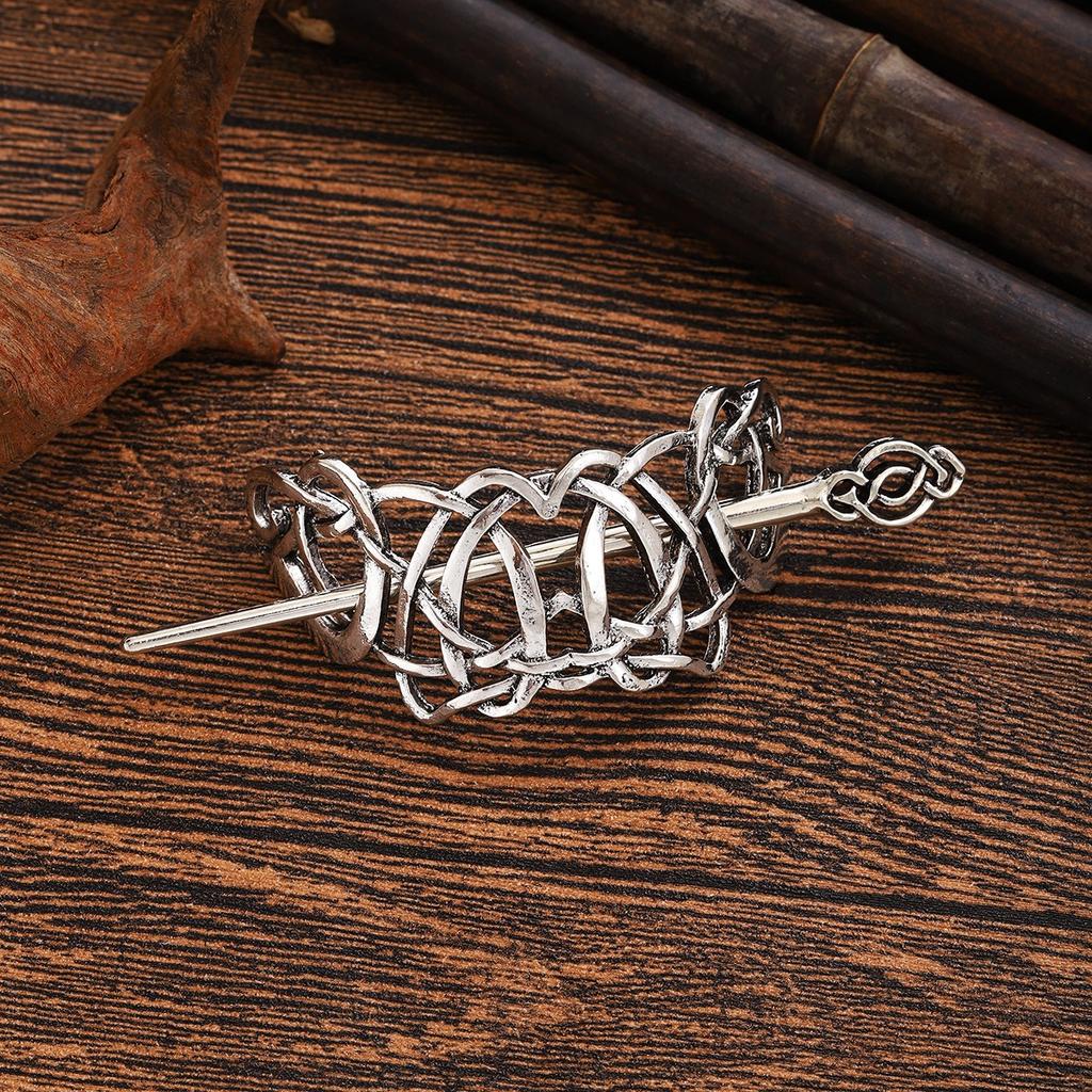 1pc Vintage Silver Celtic Knot Hairpin Niche Punk Style Metal Hairpin Gothic Style Personalized Design Exquisite Headwear