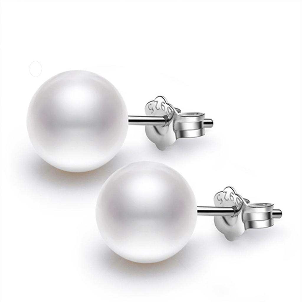 Copper Pearl Earrings Women Fashion Elegant Fresh Pure Copper Geometric Design Stud Earrings