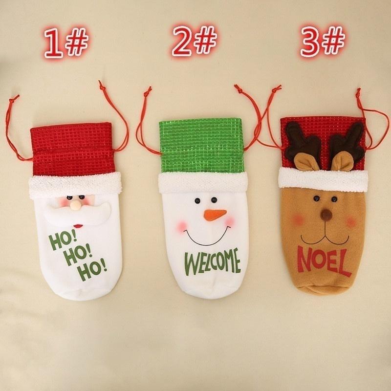 Nou Sosire Desene Animat Moș Crăciun Elk Om de zăpadă Geanta pentru sticle de vin Cină de Crăciun Decor de masă de Crăciun C