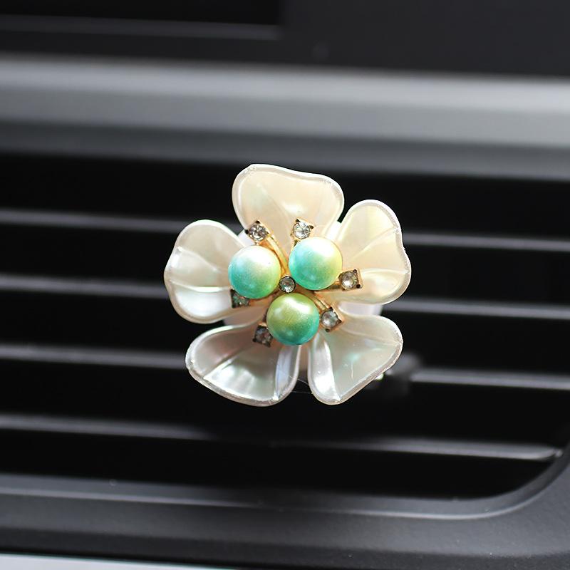 Car Air Vent Perfume Clip Pearl Flower Car Interior Decoration Gift