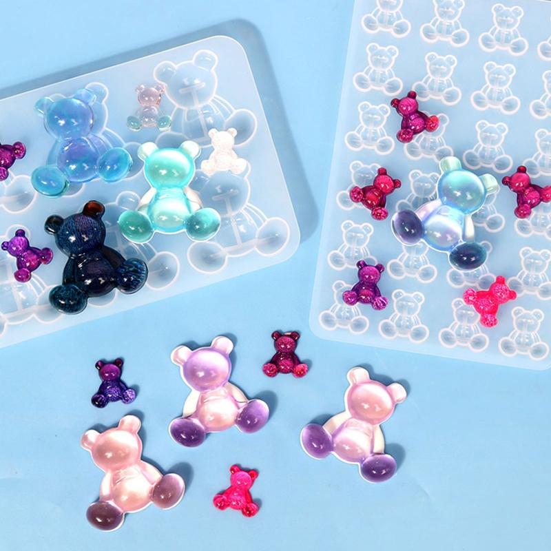 Bear Earring Silicone Mold Brooch Hair Pin Decorative Casting Mold Headwear Clip Mold DIY Craft Jewelry Making Supplies