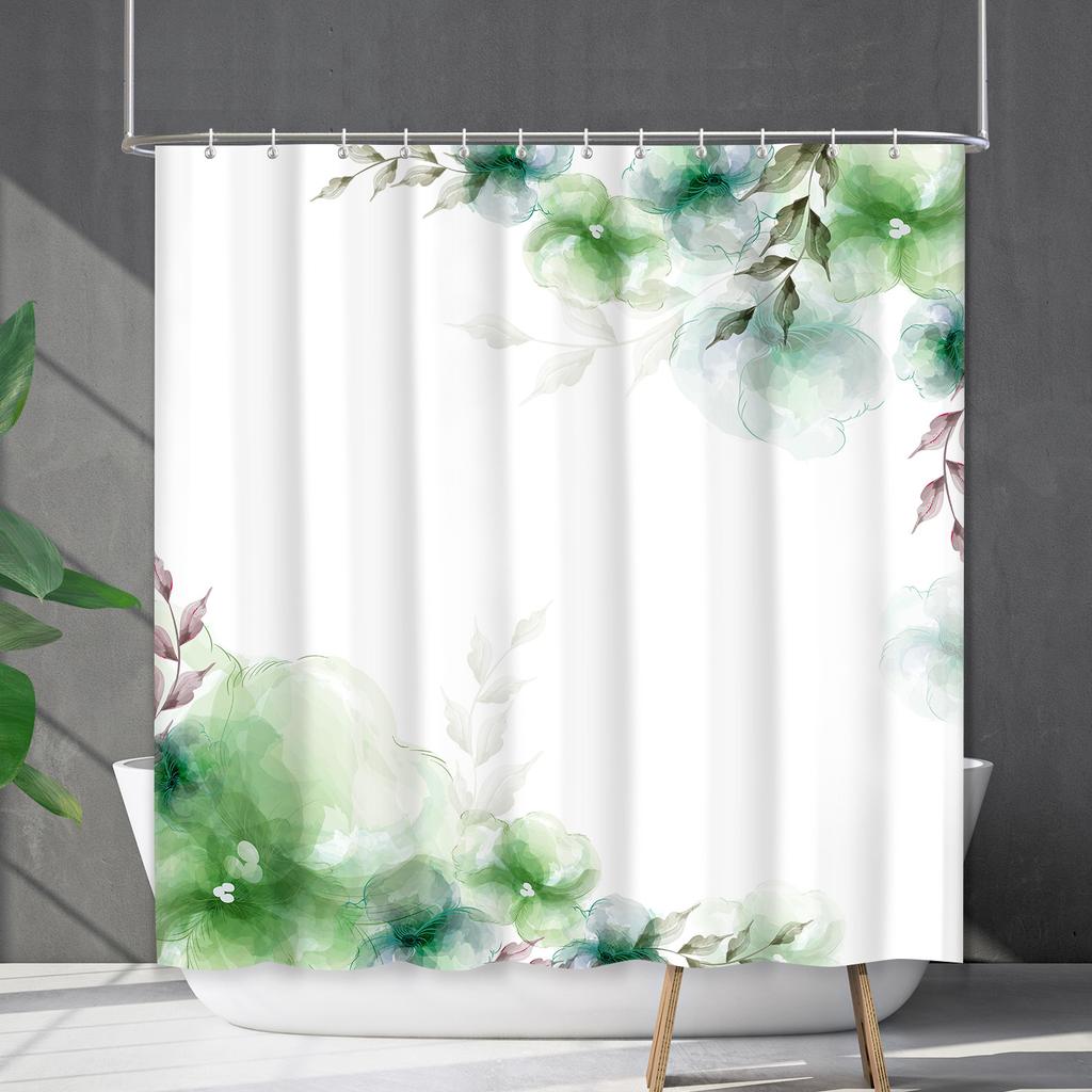 Duschvorhang Wasserdicht Und Schimmelresistent 3D Digitaldruck Pflanze Blume Und Gras Duschvorhang Badezimmer Trennvorhang