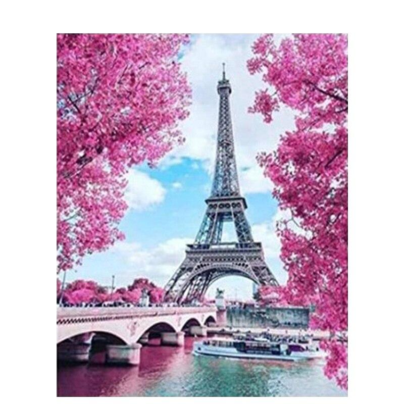 DIY Diamond Painting Cross Stitch Landscape Room Decor Eiffel Tower Rhinestones for Adults 5D Diamond Mosaic