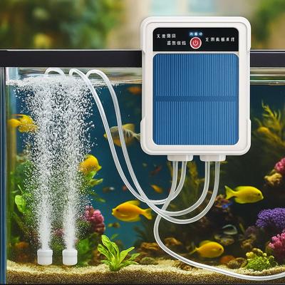 USB Rechargeable Solar Oxygen Pump Ultra Silent Water Proof Portable Aerator Automatic 2-4L/min Small Oxygen Generator Fish Tank