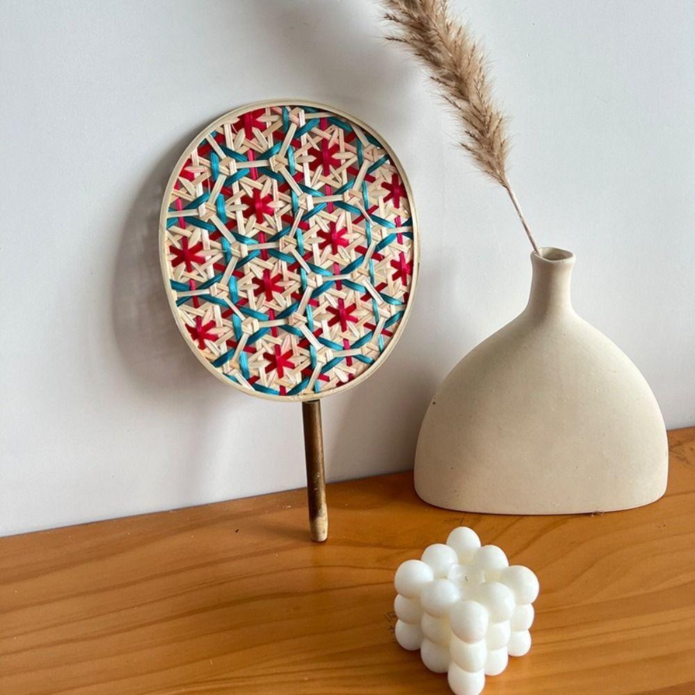 Ancient Bamboo Braided Fan Handmade Hand Cranked Fan Crafts Weaving Fan  Home