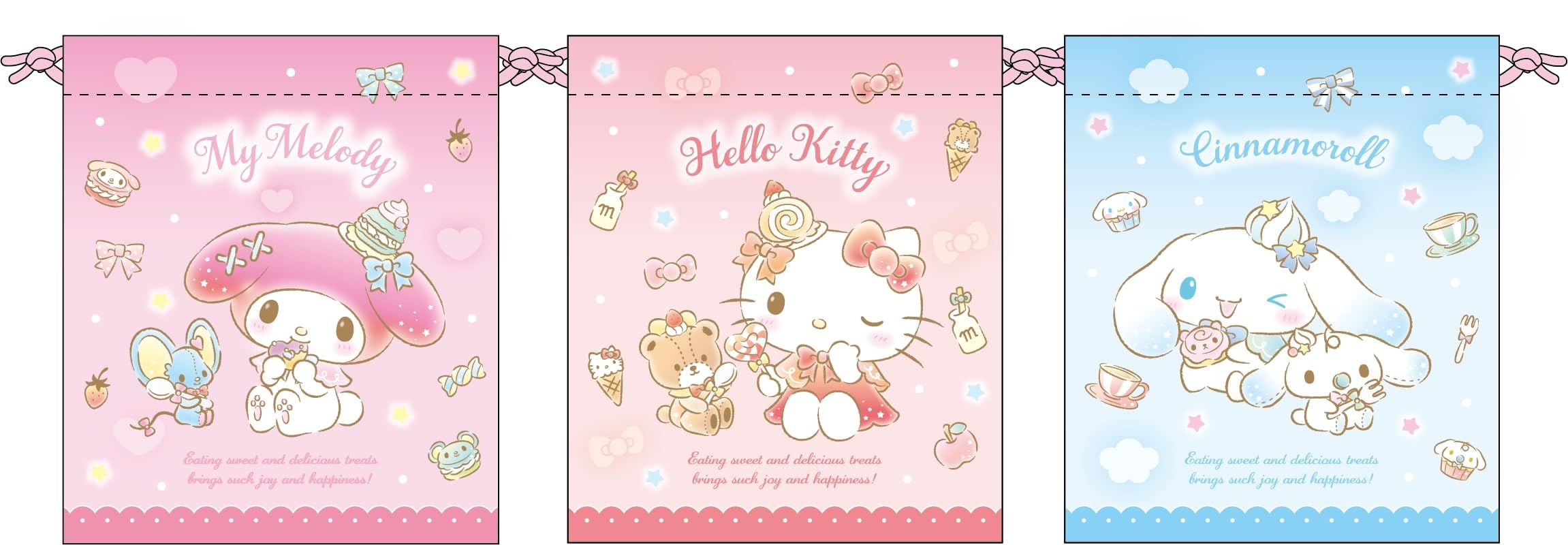 

KoohaCreate Drawstring Purse Set of 3 Sanrio Characters S Size 120561 [Character/Accessory Case]