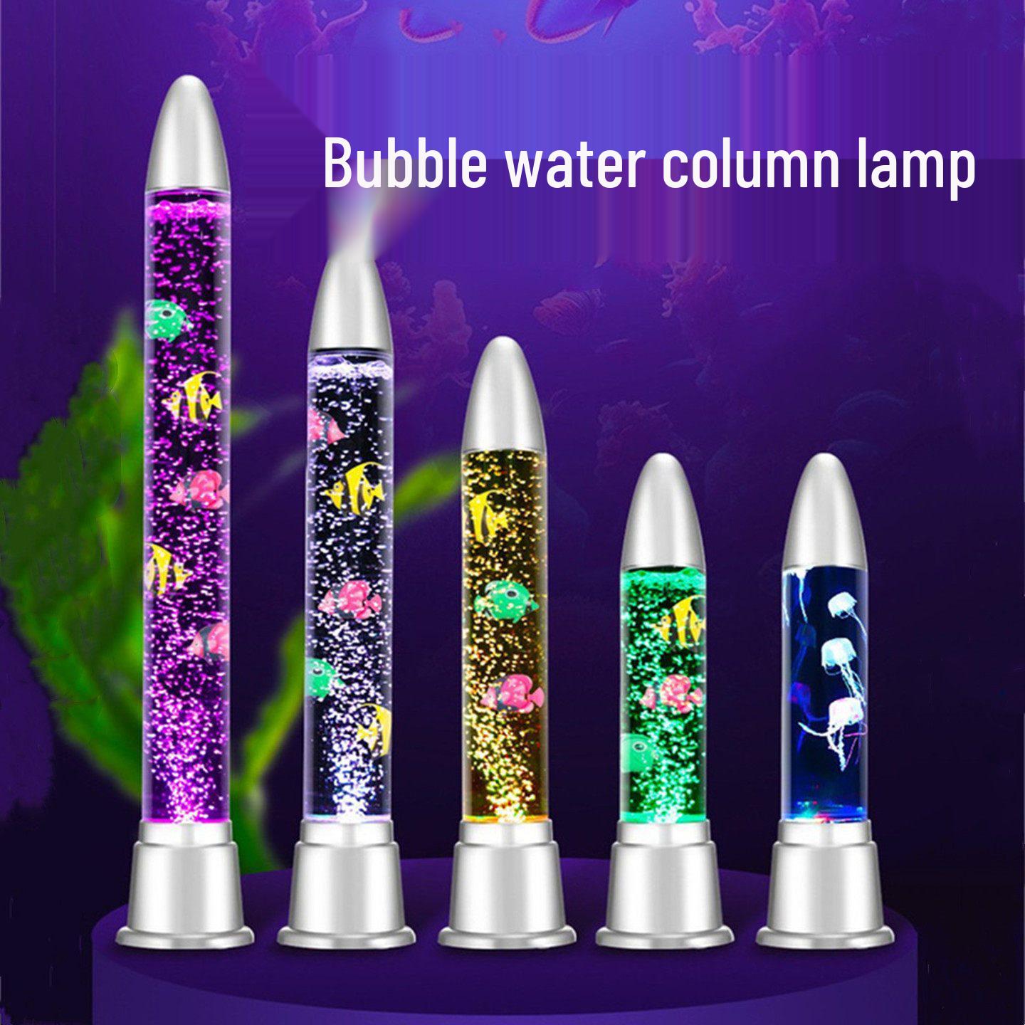 

Water Column Bubble Lamp with Jellyfish and Fish Tank Night Light Flat Cover Head 36x8CM