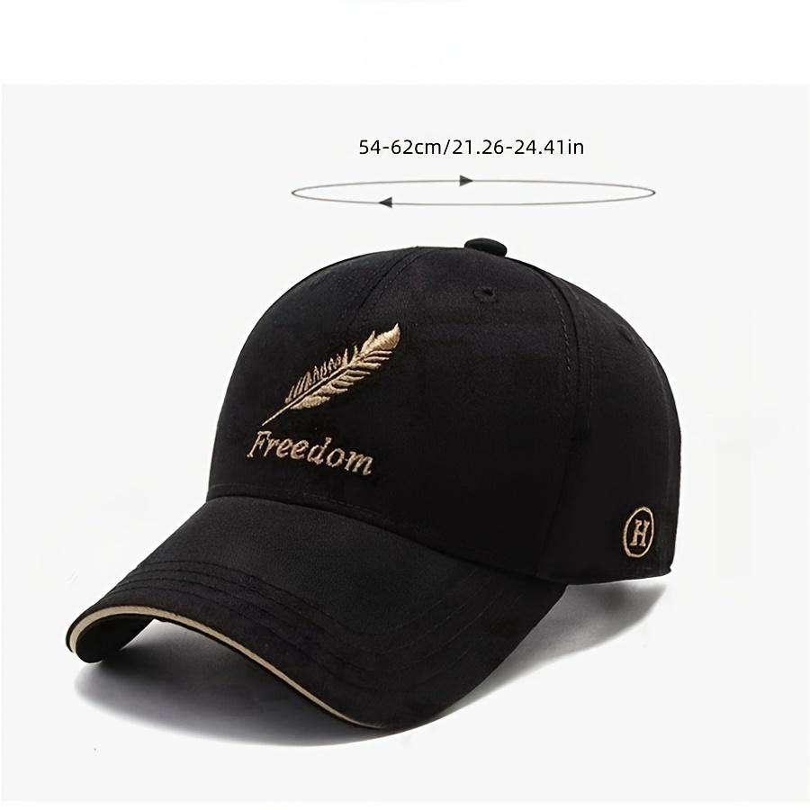 Feather & Freedom Embroidered Baseball Cap Black Washed Peaked Hat Summer Adjustable Sunshade Cap Suitable For Outdoor Sports