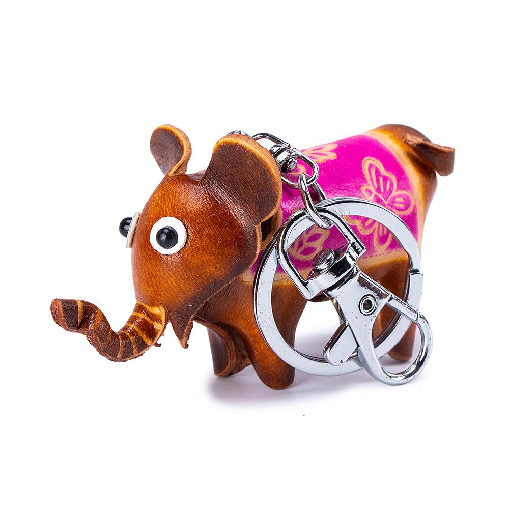 New First-layer Cowhide Mini Animal Keychain Handmade Creative Bag Pendant Car Keychain Universal
