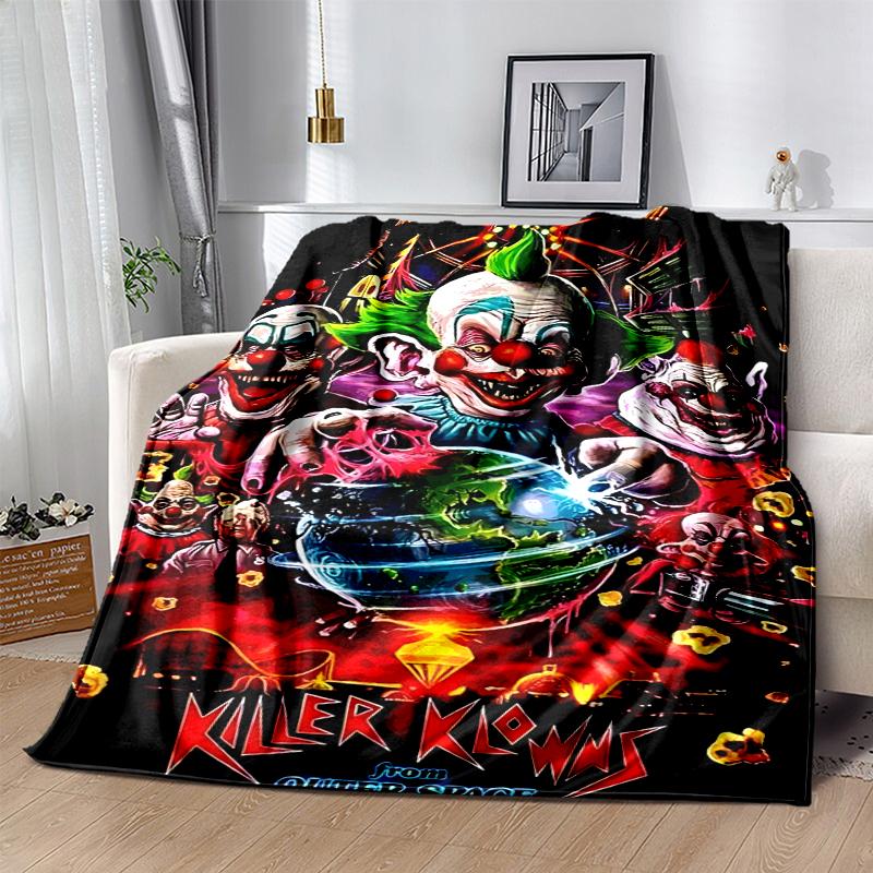 Horror Clown Circus Flannel Blanket Soft Warm All-Season Throw, Design for Camping, Car Travel, Hiking Sofa, Bed, Office Perfect Gift for Parties