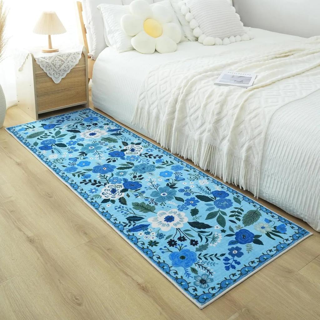 Machine Washable Corridor Carpet for Living Room, Bedroom, Bedside Rug, Soft Floor Mat, Non-Slip Home Decoration, Vintage Carpet