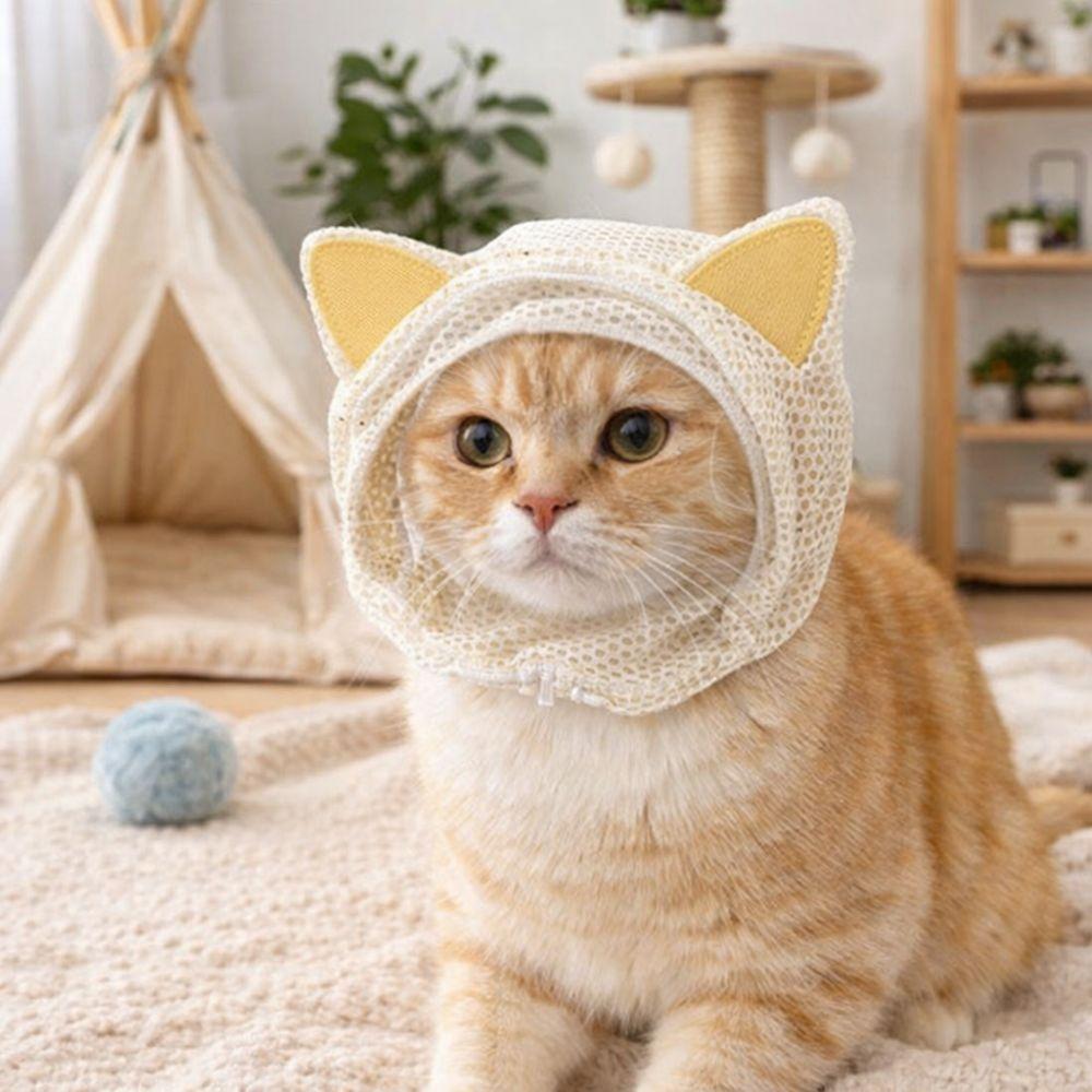 Anti Scratch Pet Breathable Hood Adjustable Drawstring Anti Stuffiness Anti Licking Cover Comfortable Cats Head Cover