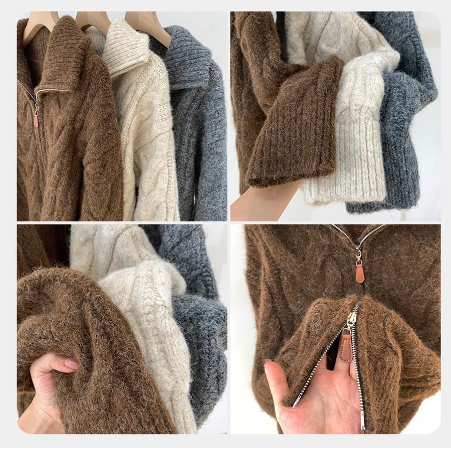 Oversized Chunky Cable Knit Sweater Coat for Women, Autumn Winter High-End Casual Knit Cardigan Top