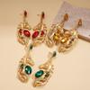DIGADAGU Metal Horse Head Oval Rhinestone Dangle Earrings New Luxury Elegant Earrings Women Daily Zircon Accessories