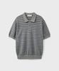 Polo Tricot Rayé Ligne Double Twist Dur Yunionbeullu [Gris de Prusse]