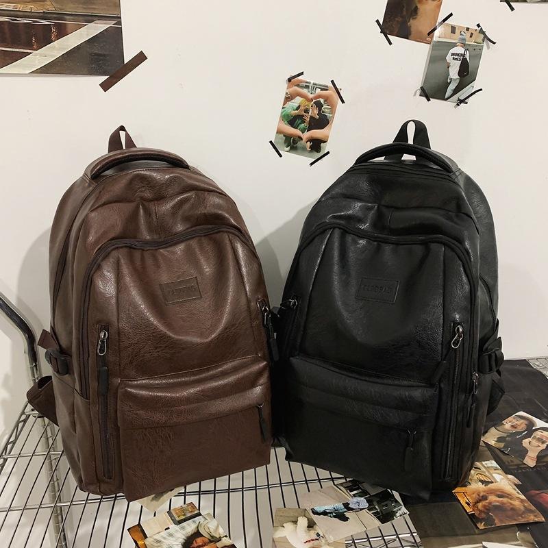 Schultasche: Neues Echtleder für Damen und Herren, Narbenleder vom Rind, Rucksack mit großem Fassungsvermögen, modische europäische und amerikanische Vintage-Umhängetasche