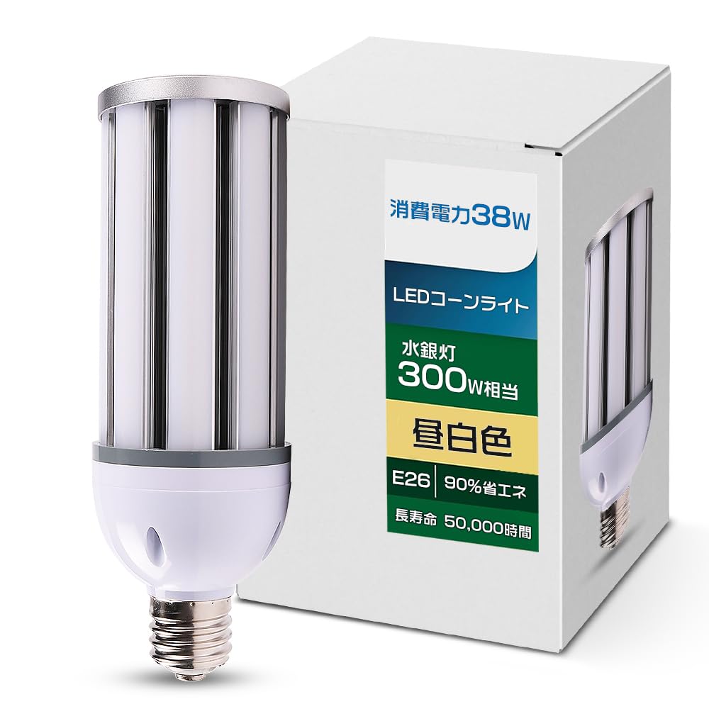

LED Corn Light Corn Shape E26 38W Daylight White 5000K 7600lm LED Bulb E26 Base Mercury Lamp Equivalent IP64 Waterproof Indoor Outdoor LED Street
