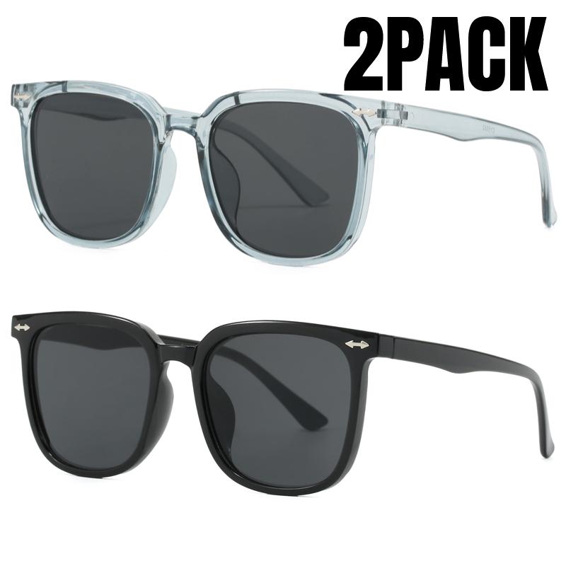 2PACK Fashion Travel Sunglasses Women Simple Sunshade Luxury Minimalist Design Square Frame Retro Men Eyeglasses Glasses Unisex