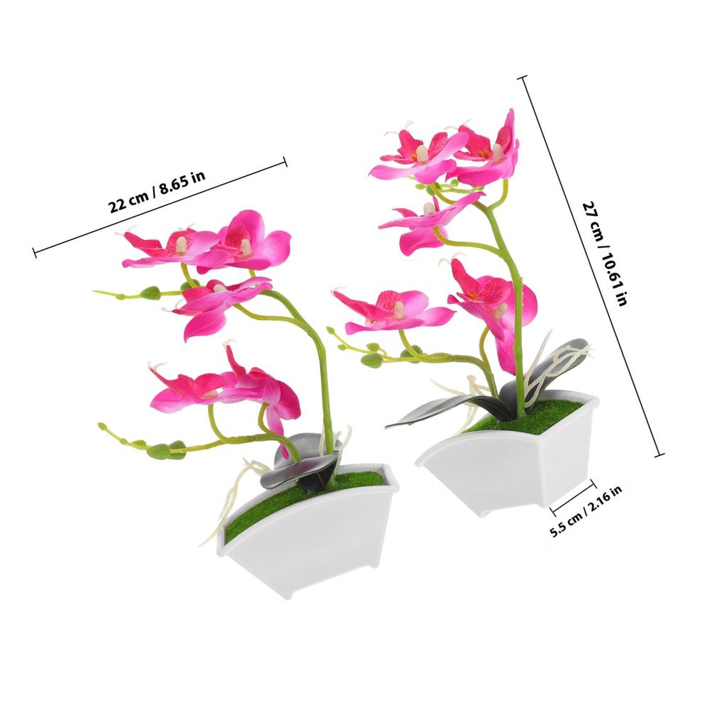 Mini Artificial Orchid Table Plant Decor Realistic Silk Flower Potted Fake Orchid for Bathroom Kitchen Office Home Decoration
