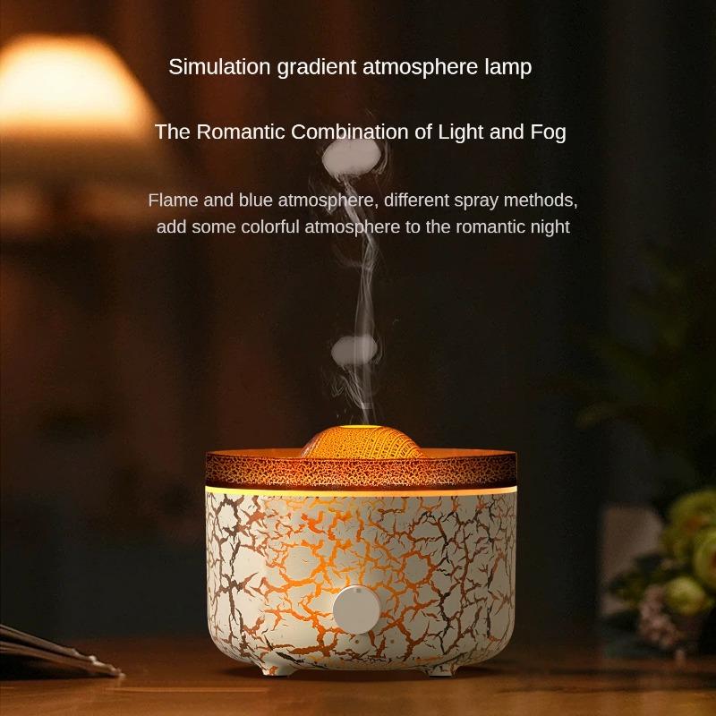 New Volcanic Lava Aromatherapy Machine Home Desktop Flame Humidifier Simulation Smoke Ring Flame Aromatherapy Machine