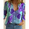 Summer Minimalist Shirt with Floral Digital Print Button Up Shirt Top for Women's Hawaiian Beach Vacation Casual Shirt