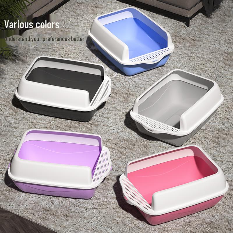 Large Semi-Enclosed Cat Litter Box with Anti-Splash Design and Shovel