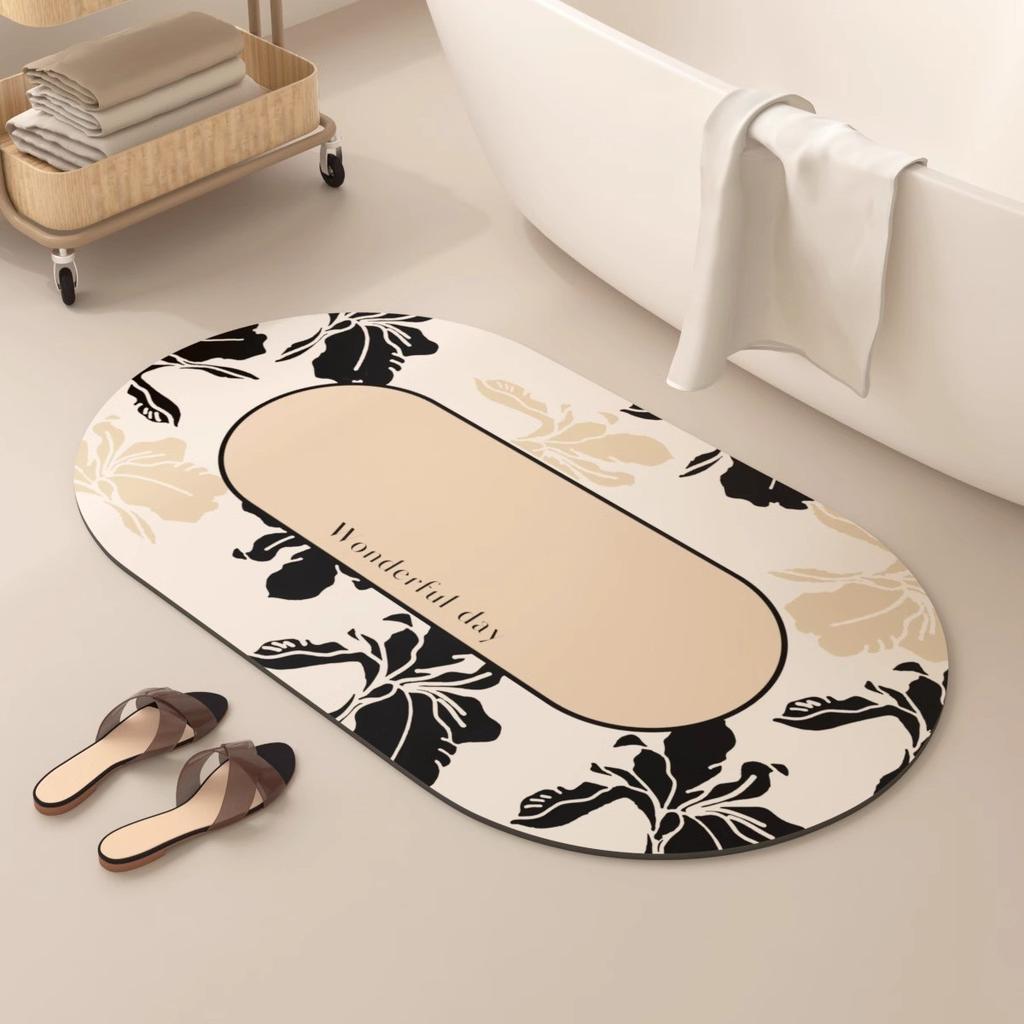 Nordic Style Bathroom Floor Mat, Diatom Mud Absorbent Mat, Bathroom Bathroom Toilet Door Non-Slip Foot Mat