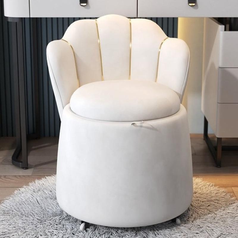 Wooden Stool with Storage Space Makeup Backrest Stool with Wheels Removable Portable Shoe Changing Footstool Home Furniture