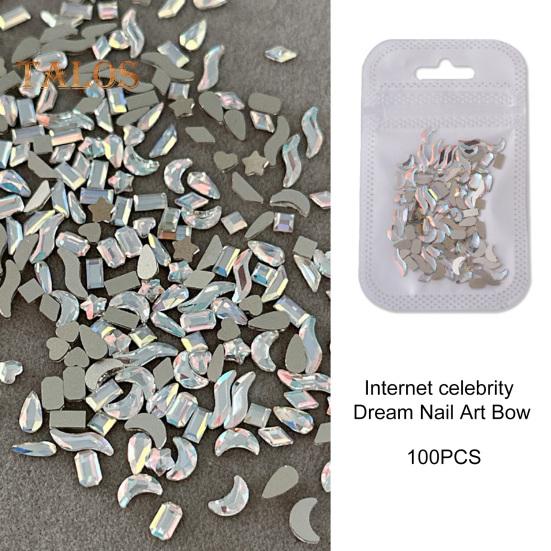 100Pcs/Bag Nail Art Rhinestone Easy Paste Nail Decoration Multipurpose Attractive 3D Nail Art Rhinestone Kit Craft Supplies