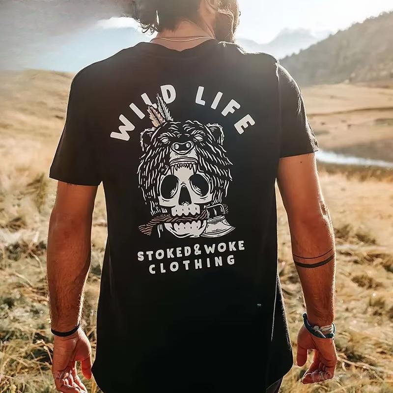 2026 Cool Biker Drinking Beer Skull Graphic Men Cotton Tshirts Summer Punk Rock Clothes Halloween Party Tshirt