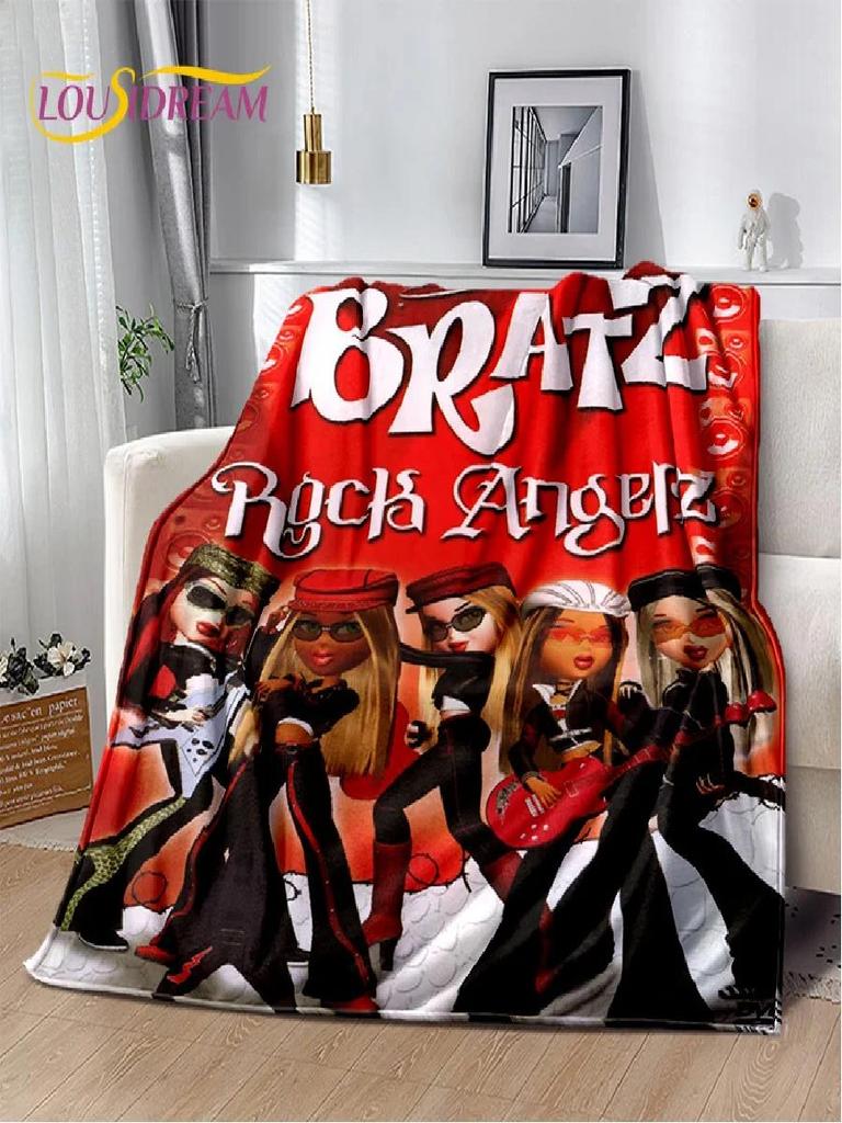 Bratz Cartoon D Aufdruck Mädchen Decke Weiche Flanell Überwurf für Schlafzimmer Sofa Picknick Büro Wandern Kinder Geschenk Heimtextilien