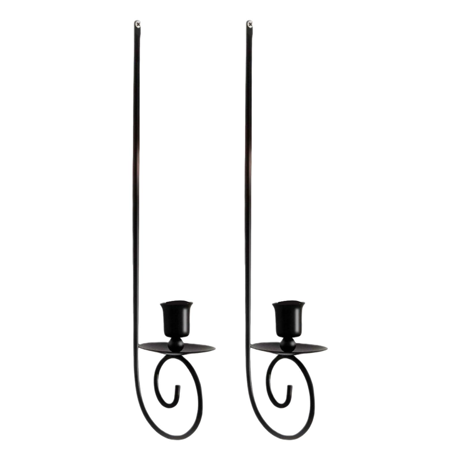 

2 Pieces Metal Candle Sconces Wall Mounted for Sticks Candles Modern Hanging Art чёрный