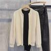 2024 Men's Double Zipper Solid Color Knitted Cardigan Sweater