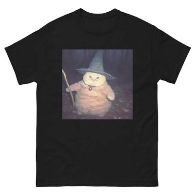 Wizard Cat Printed Tshirt Fun Cat Meme Retro Witch Top Ladies Comfortable Plus Size Home Clothing
