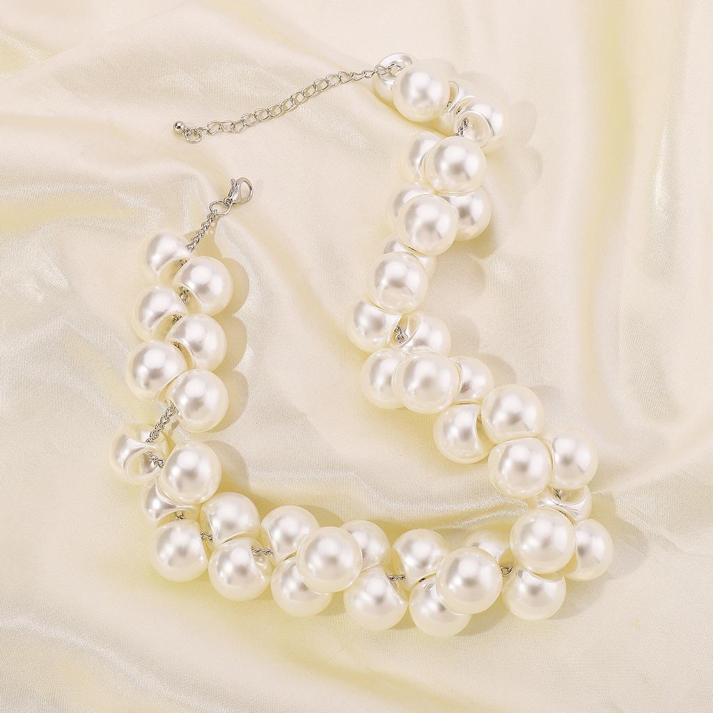Tooxika Baroque Faux Pearl Necklace Exaggerated Large Pearl Temperament Choker Collarbone Chain