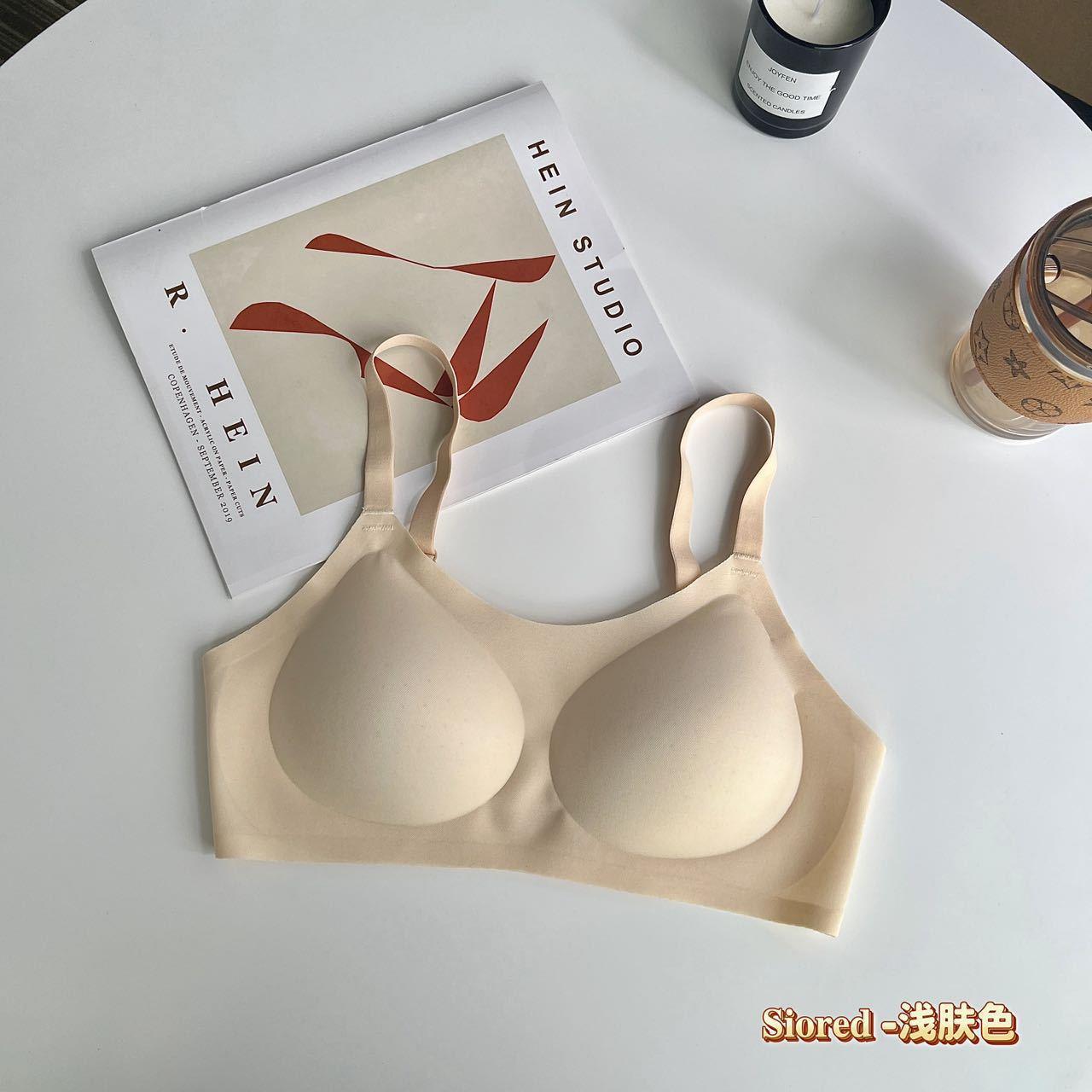 

Summer Ultra-Thin Mesh Bra, Breathable Fixed Cup Non-Slip Thin Strap Seamless Underwear for Women M