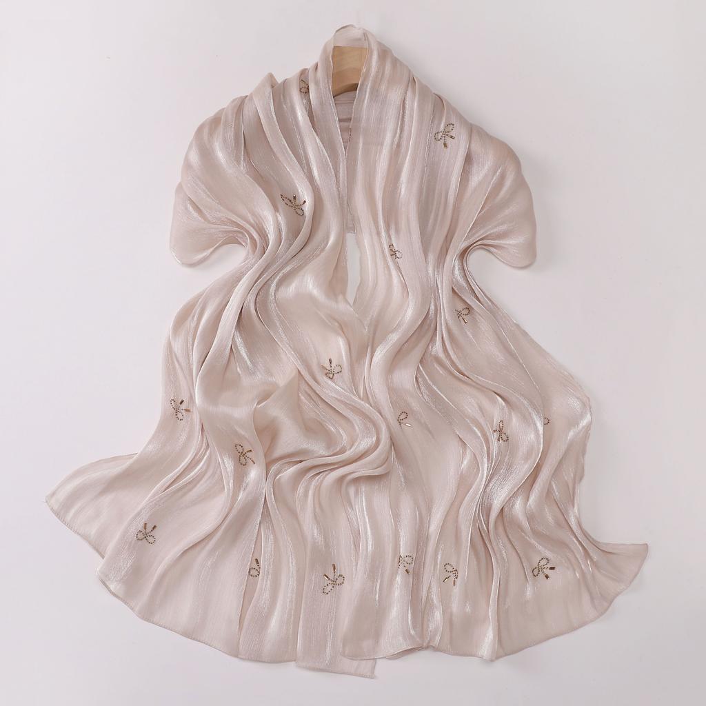 Shimmer Silk Hijab Scarf For Women Crinkle Hijabs  Diamond Luxury Medine Silk Veil Muslim Women Shiny Shawl Turban Bandana