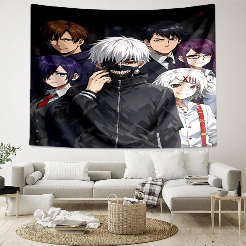 Tokyo Ghoul Masked Mystery Tapestry Room Decoration Wall Hanging for Living Room Bedroom, dormitory, Birthday and Christmas gifts