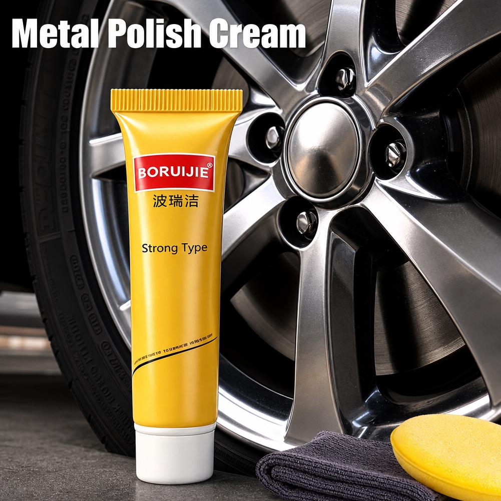 Car Wheel Polishing Compound Paste, Heavy Duty Metal Polish for Alloy Rims, Remove Rust, Oxidation & Brake Dust, Restore Deep Shine & Luster