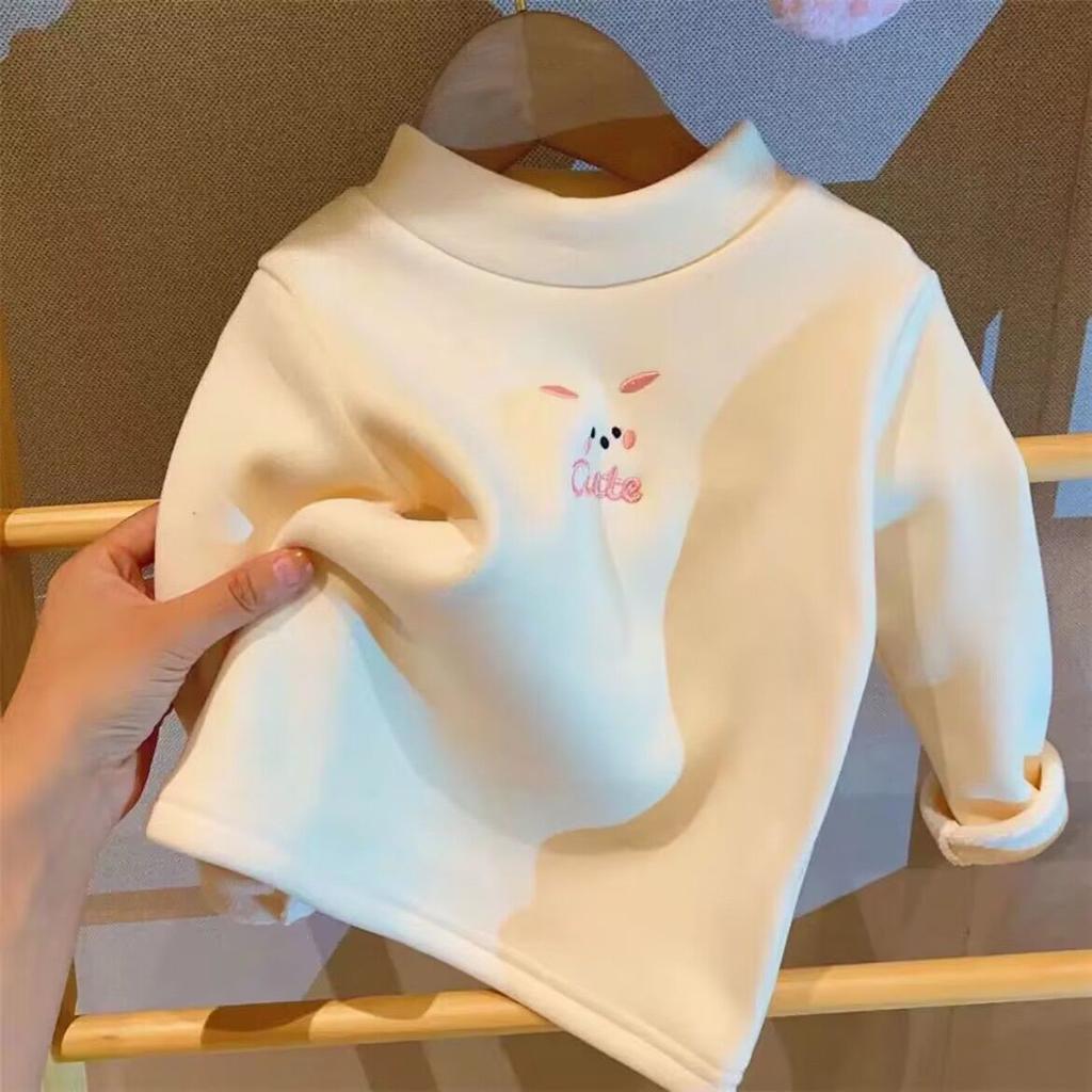 Warm Cozy Children Fleece Lined Base Layer Animal Sweatshirt Autumn Winter Girls Cute Outerwear Clothes